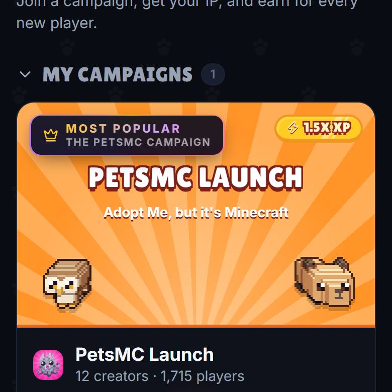 The creator dashboard: join a campaign